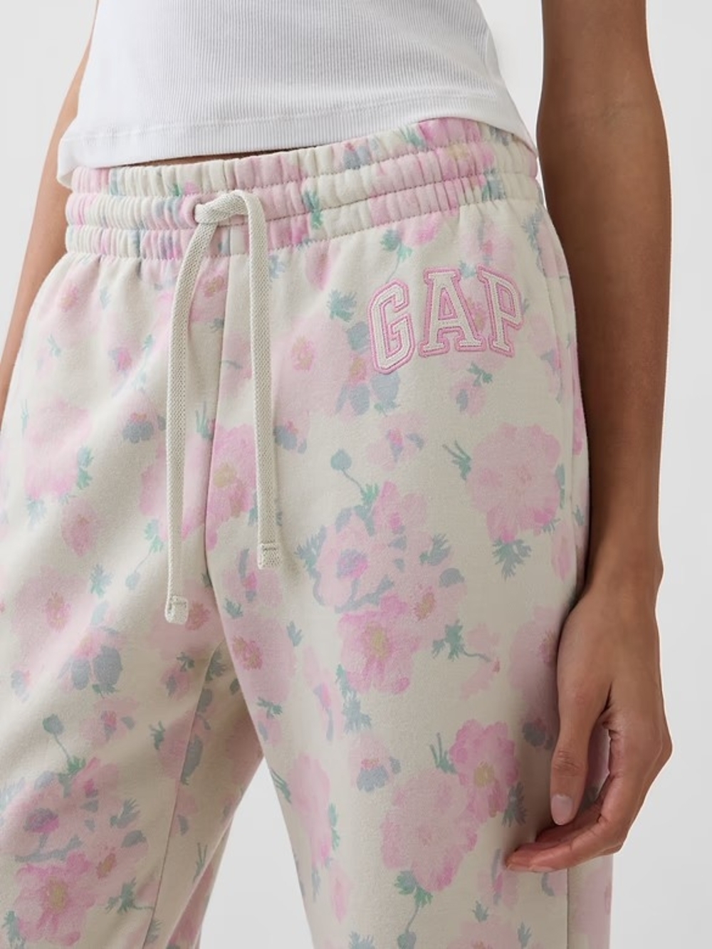 GAP PINK Floral Pastel Drawstring Joggers SZ. M  NWT